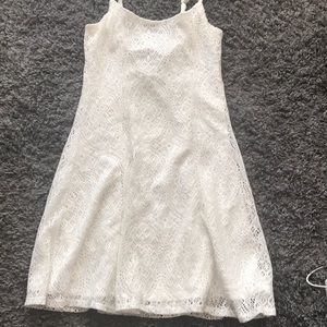 White crochet dress with detailed back